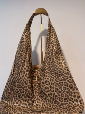 Steve Maden: Leopard Print Hobo Shoulder Bag - Brown/Black